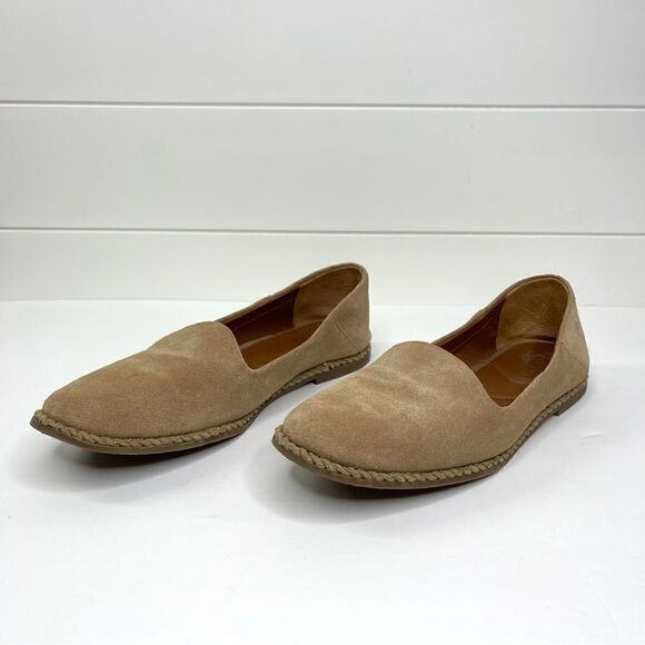 Franco Sarto Jasmine Leather Suede Slip On Flat Sandstone 8 Loafer - Picture 2 of 15